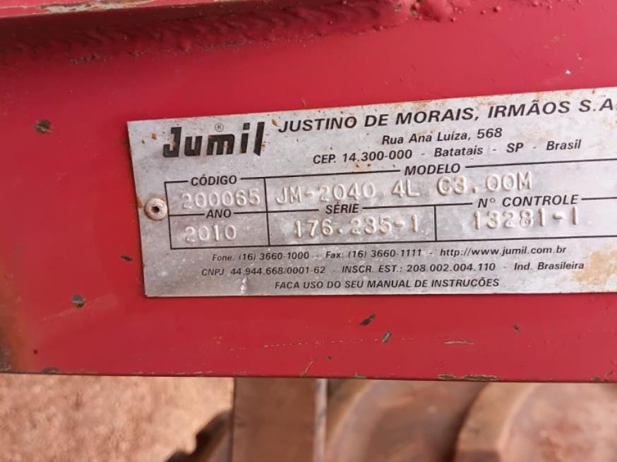 Foto ilustrativa 4 - LOTE CONTENDO PLANTADEIRA JUMIL, JM-2040 4L C3.00M, ANO 2010, NO ESTADO EM QUE SE ENCONTRA.