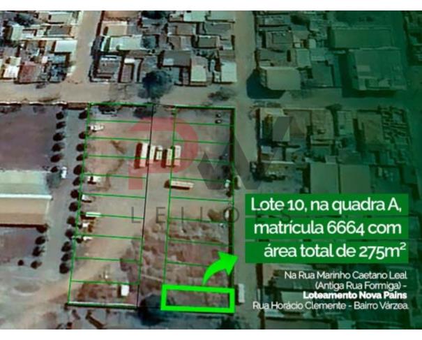 Foto de LOTE 10 - QUADRA A - MATRICULA 6664 - 275 M², Rua Marinho Caetano Leal (Antiga Rua Formiga) - Loteamento Nova Pains - Rua Horácio Clemente - Bairro Várzea, Pains/MG, NO ESTADO EM QUE SE ENCONTRA. 
