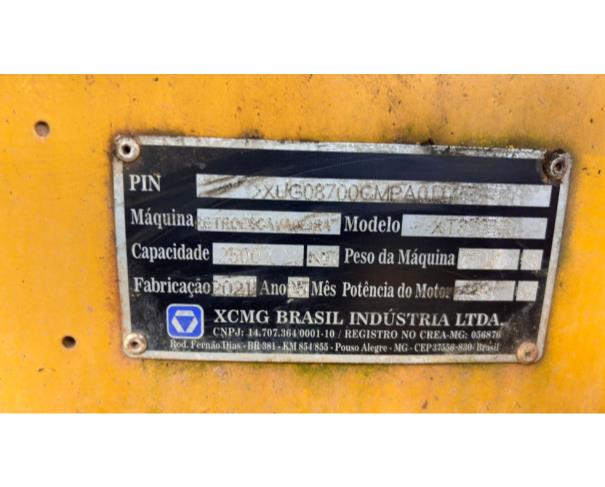 Foto de RETROESCAVADEIRA XCMG, XT870BR, AMARELA, ANO 2021, Nº DE IDENT: XUG08700GMPA0U75, NO ESTADO EM QUE SE ENCONTRA.