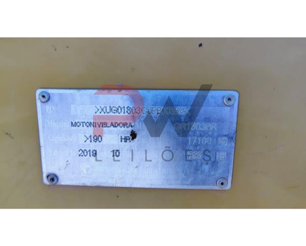 Foto de MOTONIVELADORA XCMG GR1803BR, AMARELA, XUG01803CJPB00359, ANO 2019,  NO ESTADO EM QUE SE ENCONTRA.