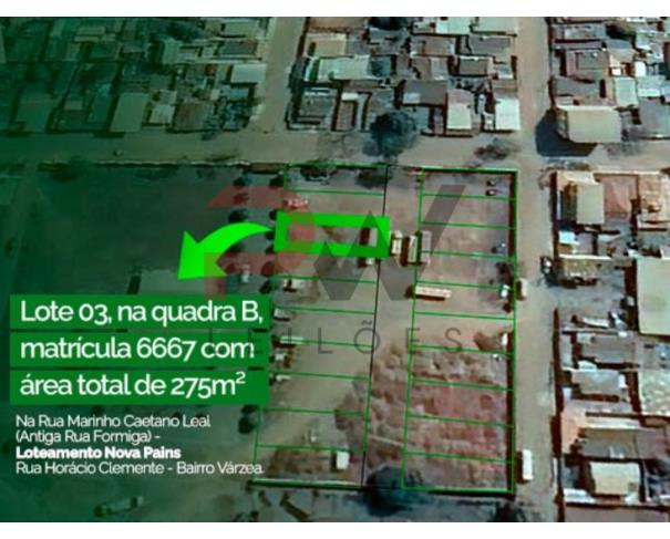 Foto de LOTE 03 - QUADRA B - MATRICULA 6667 - 275 M², Rua Marinho Caetano Leal (Antiga Rua Formiga) - Loteamento Nova Pains - Rua Horácio Clemente - Bairro Várzea, Pains/MG, NO ESTADO EM QUE SE ENCONTRA.